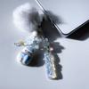 Cute Snowman Phone Charms Chain White Pom Pom Blue Flower Bead Winter Pendant Fairy Core Keychain for Schoolbag Camera Xmas Gift