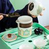 Портативный дорожный чайный набор NUZAMAS с чашкой быстрого слива, 1 чайник, 3 чашки, керамический дорожный чайный набор для кунг-фу для кемпинга на открытом воздухе, дома, офиса, подарок
