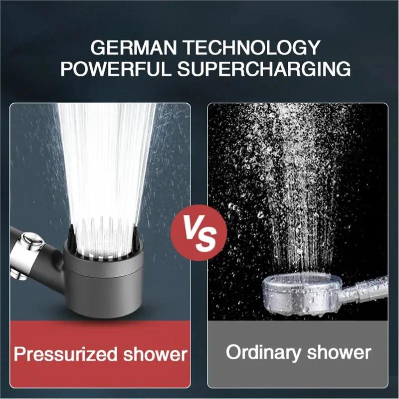 High-pressure Shower Head with Massage Brush Filter 3 Modes Adjustable Water Spray Rain Shower Faucet Bathroom Accessories