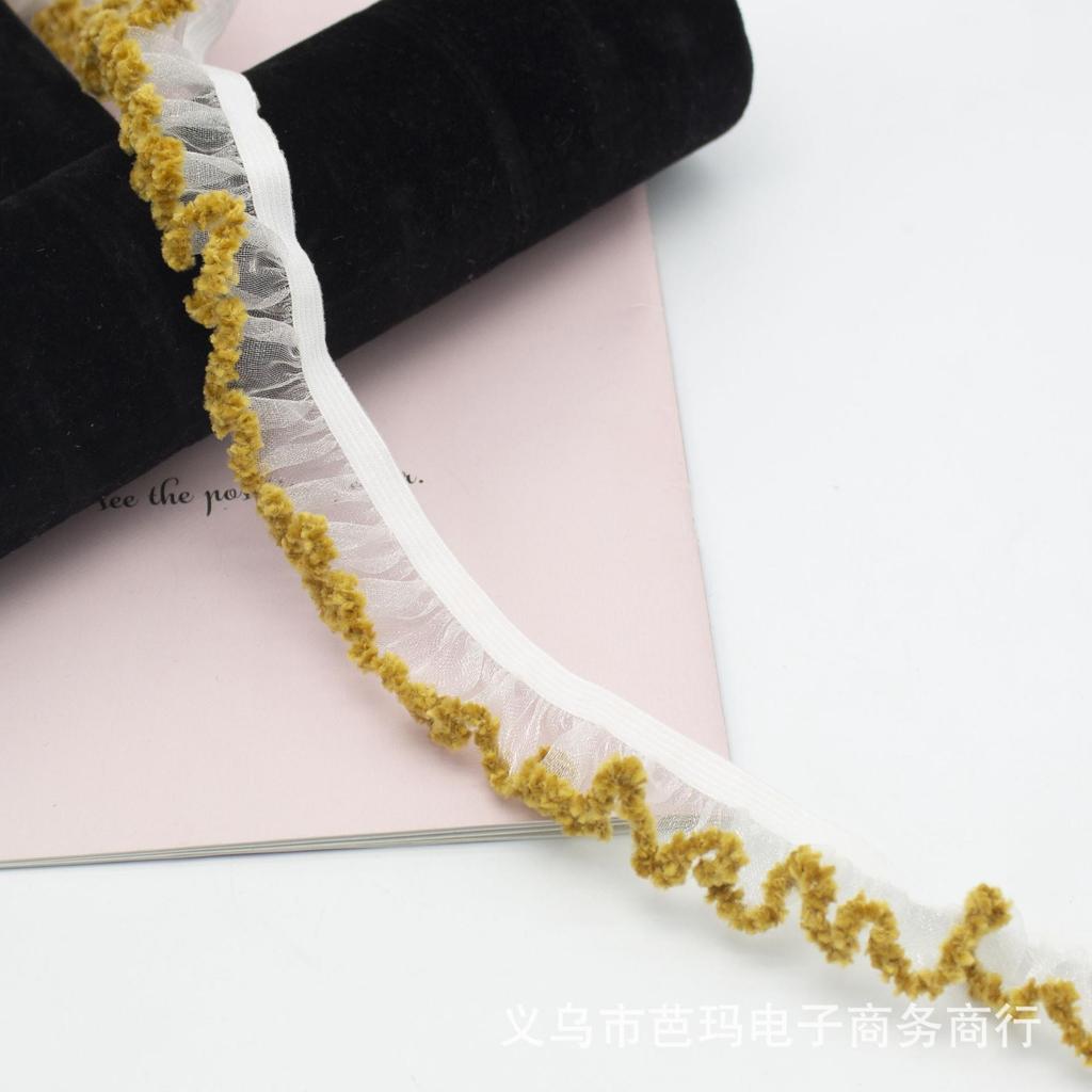 5 метров/лот 20 мм шириной Новое кружево из снежного шелка Одинарный край юбки Эластичная лента Гриб Детская одежда Эластичный головной убор Декоративное кружево