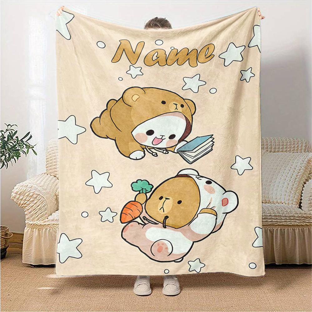 Customiz Name Personality Bubu Dudu Blanket Soft &Warm Sofa Office Bed Travel Lunch Break Blanket, Gift Suitable for All Seasons
