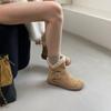 2025 осень и зима новый круглый носок толстая подошва пушистые снежные бокен верхняя одежда одно слово с матовыми теплыми ботильонами на толстой подошве женские
