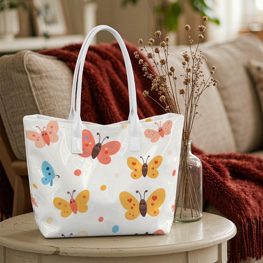 Cute Butterfly Pattern Tote Bag Casual Daily Outdoor Handbag Fashion Portable Shoulder Bag