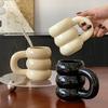 Керамическая чашка для кофе с молоком, термостойкая, с большой ручкой, молочно-кофейного цвета, чашка для воды, можно использовать в микроволновой печи