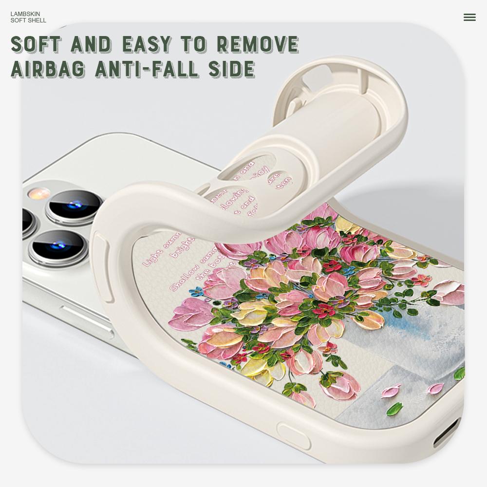 Slim Skin Feeling Cartoon Flowers Soft Silicone PU Leather Cover Phone Case for iPhone Samsung Huawei Honor Xiaomi Redmi OPPO Realme Vivo