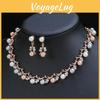 Vintage Artificial Pearl Necklace Earring Set With Alloy Pendants For Women