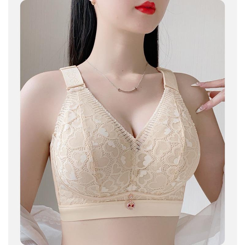 Plus Size Lace Bra No Wire Push Up Adjusting Underwear