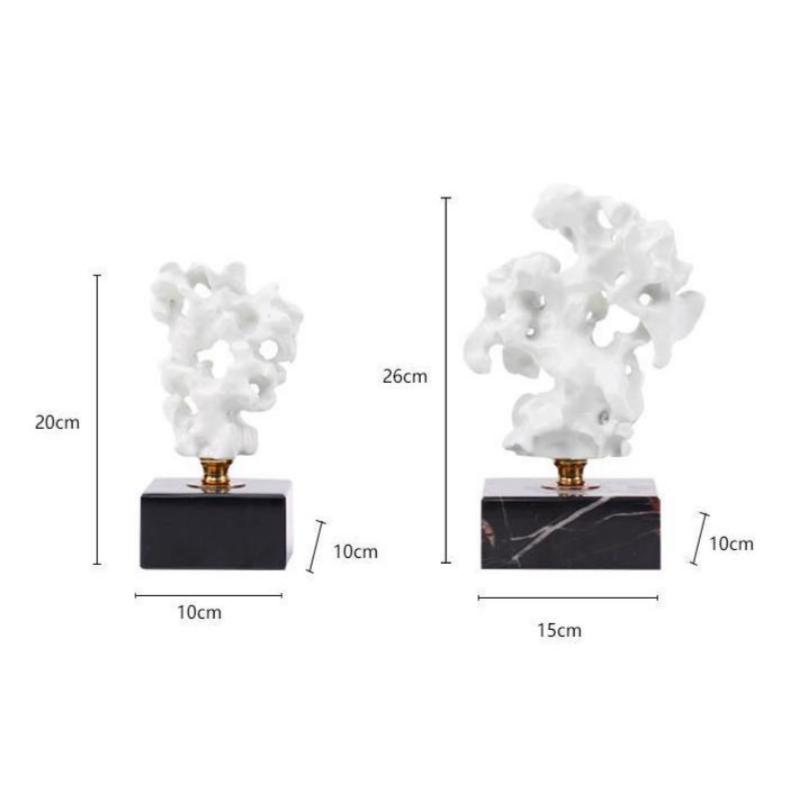 Имитация кораллового камня Неправильные полые каменные статуэтки Мраморное основание Абстрактные ремесленные украшения Аксессуары для домашнего декора