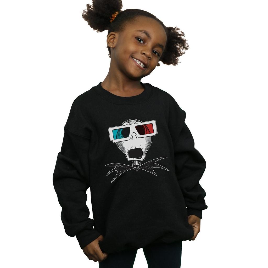 Disney Girls Nightmare Before Christmas Jack Skellington 3D Glasses Sweatshirt
