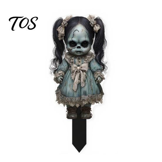 Weather Resistant Yard Decor Halloween Scarecrow Garden Stake, 2D Flat Creepy Zombie Ornament, Spooky Doll Waterproof Signs Decoration, Scary Art Sign