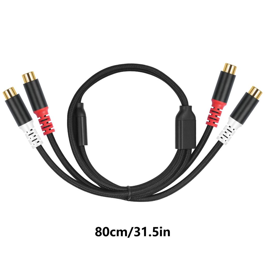 80см 2RCA Кабель для звука, гнездо-гнездо, с экранированием из алюминиевой фольги для улучшенной чистоты звука