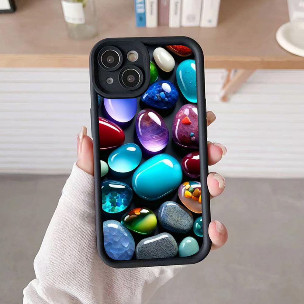 Эстетичный Чехол для Телефона со Стразами для iPhone 17 16 15 14 13 12 11 Air Pro Max Plus Утолщенный Цветной Чехол из ТПУ Роскошный Смартфон