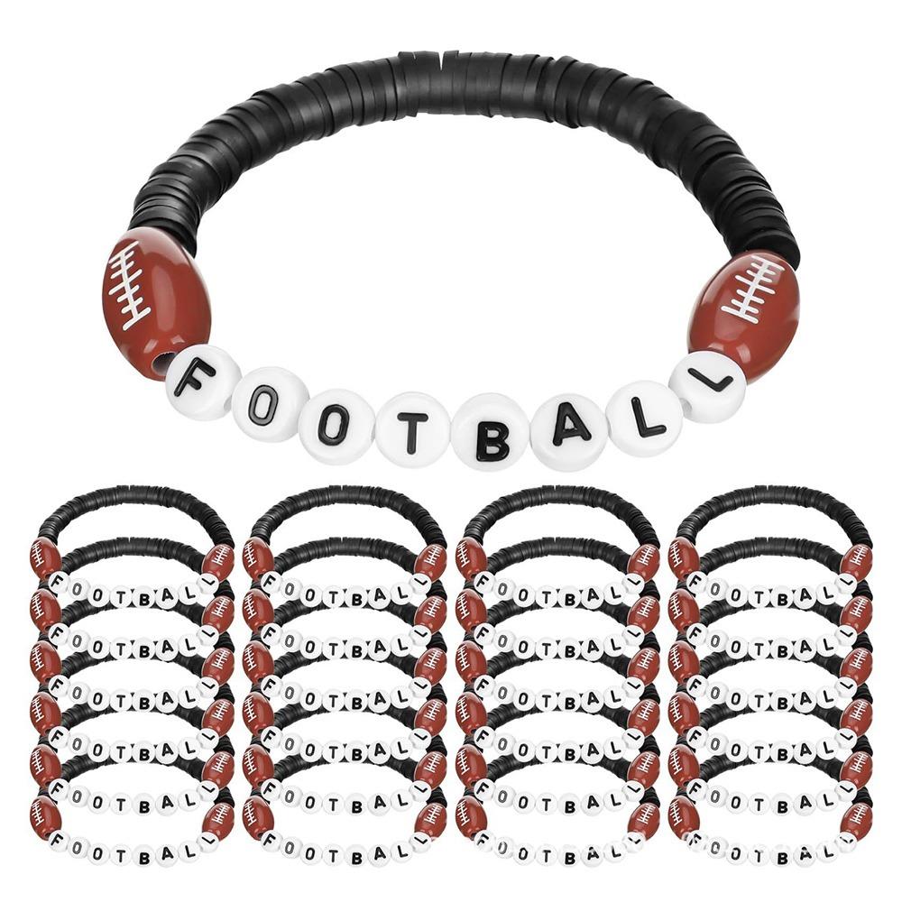 12pcs Casual Wear Football Bracelets Stackable Sports Bracelets Gift Theme Bracelets  Unisex