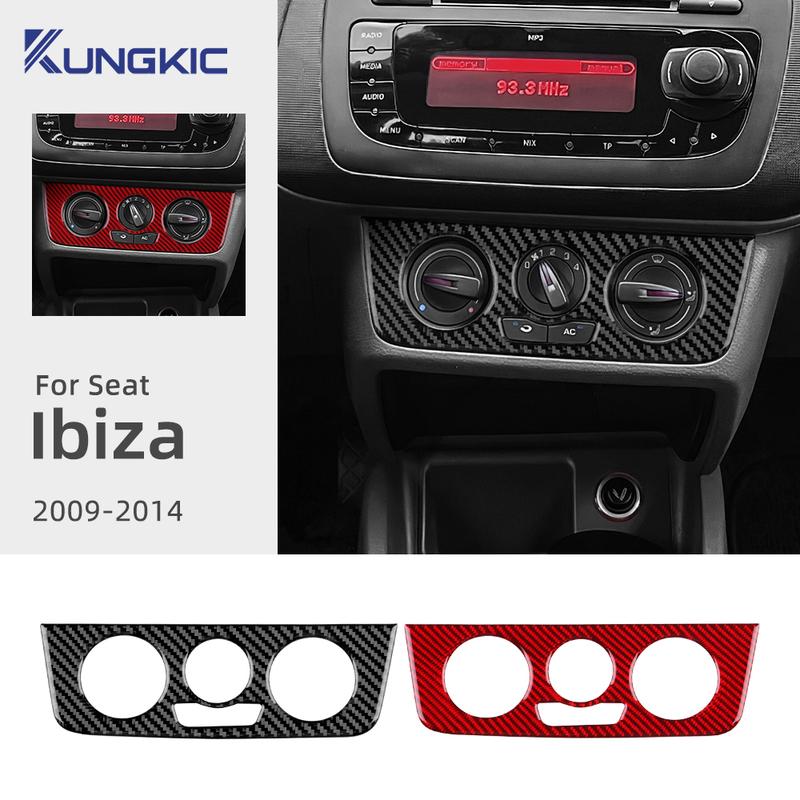 Real Soft Carbon Fiber Sticker LHD RHD Car Central Control AC Frame Panel Trim For Seat Ibiza 2009 2010 2011 2012 2013 2014