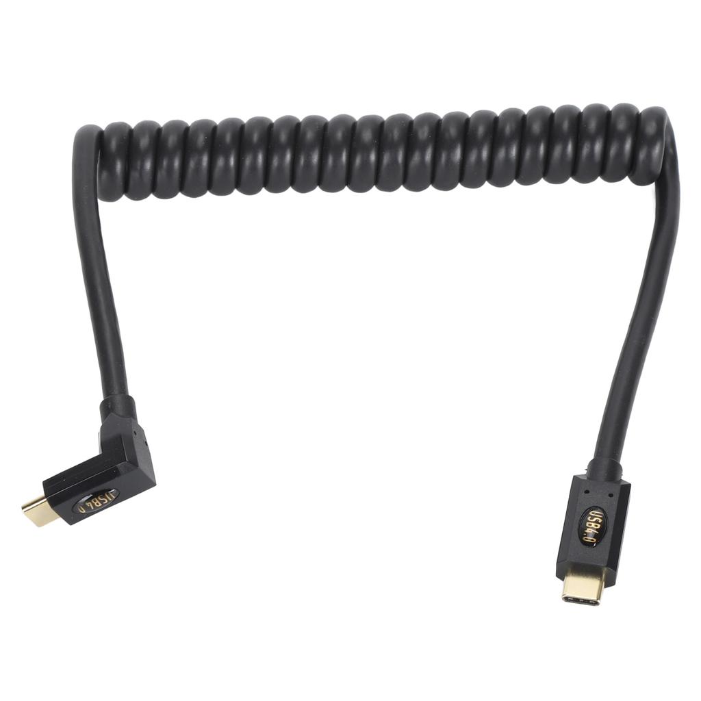 Retractable Coiled USB Type C to C Cable 3.3ft 40Gbps Supports 8K UHD Fast Charging USB 4.0 Data Syncing Wire for Laptop