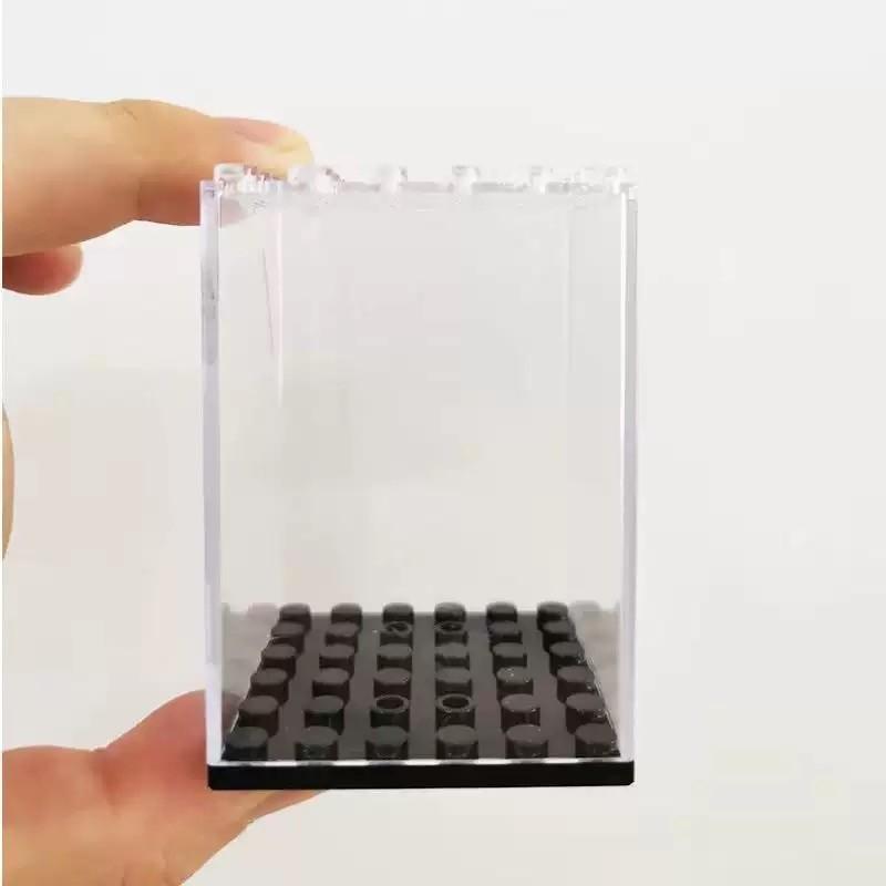 5 шт. Прозрачная витрина Маленькая витрина для строительных блоков с пылезащитной крышкой для миниатюрных фигурок, фигурок, хранения, кирпичиков, игрушек