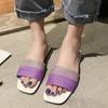 Женские тапочки, модные плоские тапочки, сетчатые, в стиле знаменитостей, элегантные, с квадратным носком, уличные сандалии с открытым носком, новинка лета, Zapatillas Mujer