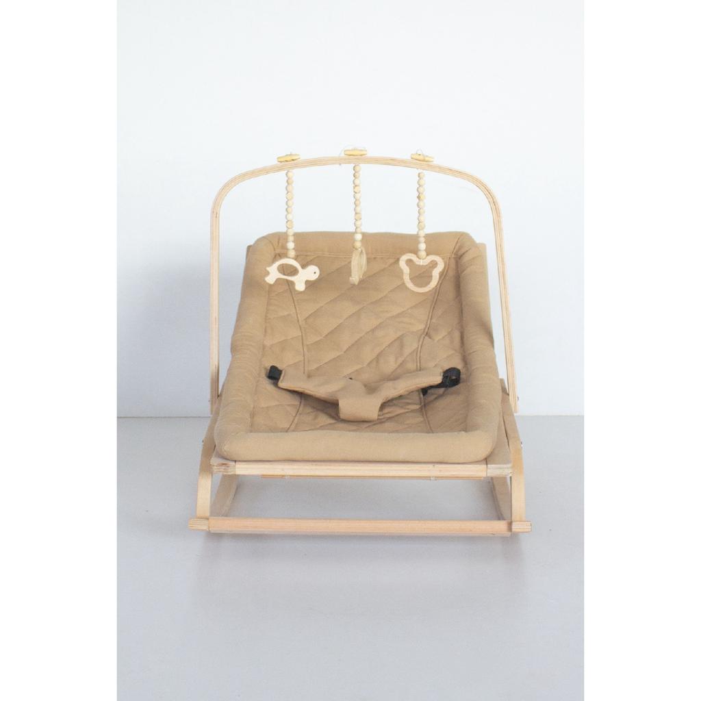 Рюкзак-кенгуру со ступенькой из натурального дерева - бежевый