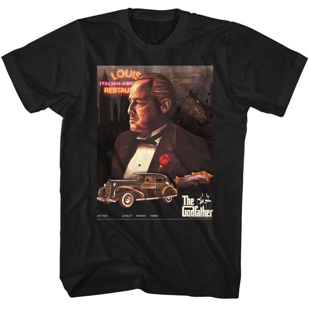 The Godfather Poster Collage Neon Black Adult T-Shirt