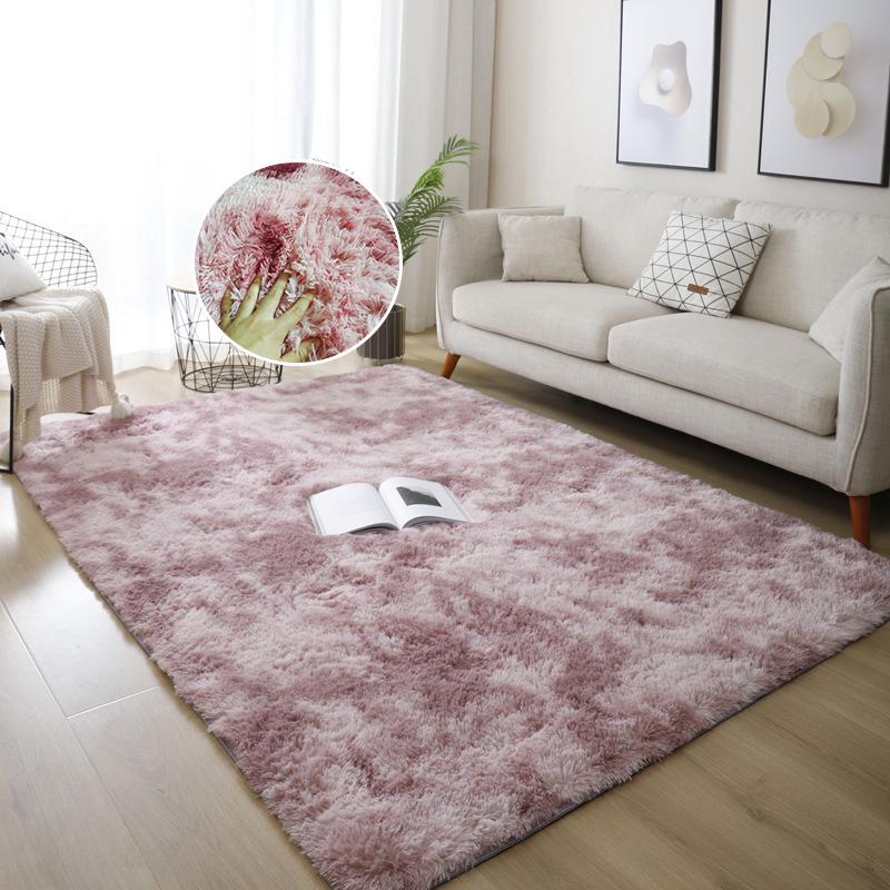 Красочный плюшевый ковер для спальни, градиентный мохнатый ковер, украшение для дома, милый радужный пушистый ковер, скандинавский стиль, напольный коврик для детской комнаты