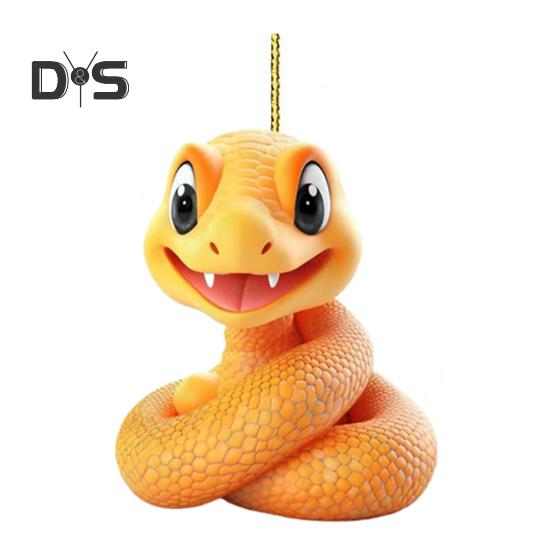Подвеска в виде мультяшной змеи, 2D акриловый брелок, подвеска в виде оранжевой змеи, новогоднее подвесное украшение для автомобиля, рюкзака, рождественской елки