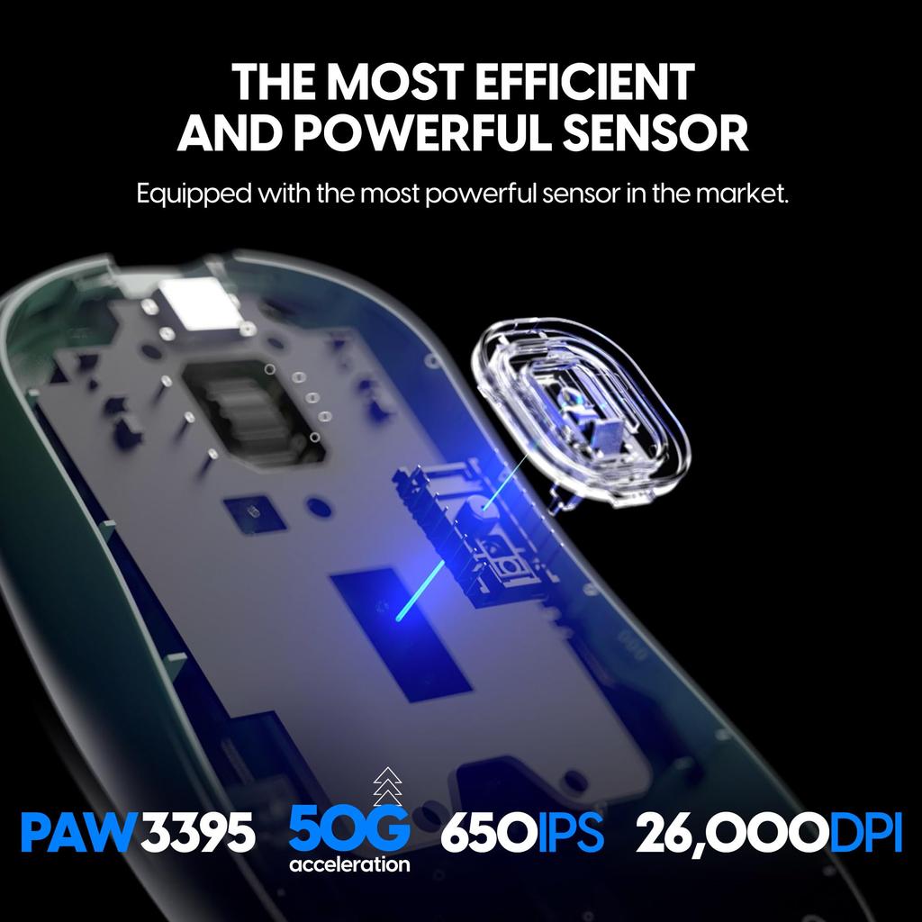 Pulsar Gaming Gears X2H eS Wireless Gaming 26000 Optical PAW3395 Mouse, Ultra-Lightweight 65g, Ambidextrous, 2.4GHz, 1ms, DPI, Sensor,