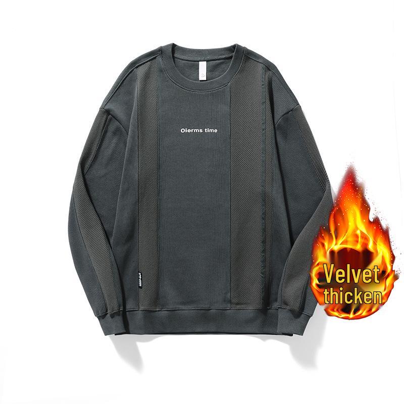 Мужская ретро-толстовка с пэчворком: Тяжелый, Свободный крой, Большой размер, Длинный рукав для Осени и Зимы