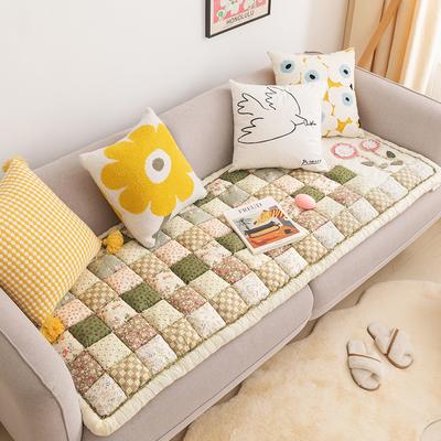 Чистый хлопок простой диванный коврик ретро клетчатый цветочный узор диванная подушка четыре сезона универсальный противоскользящий утолщенный диванный чехол