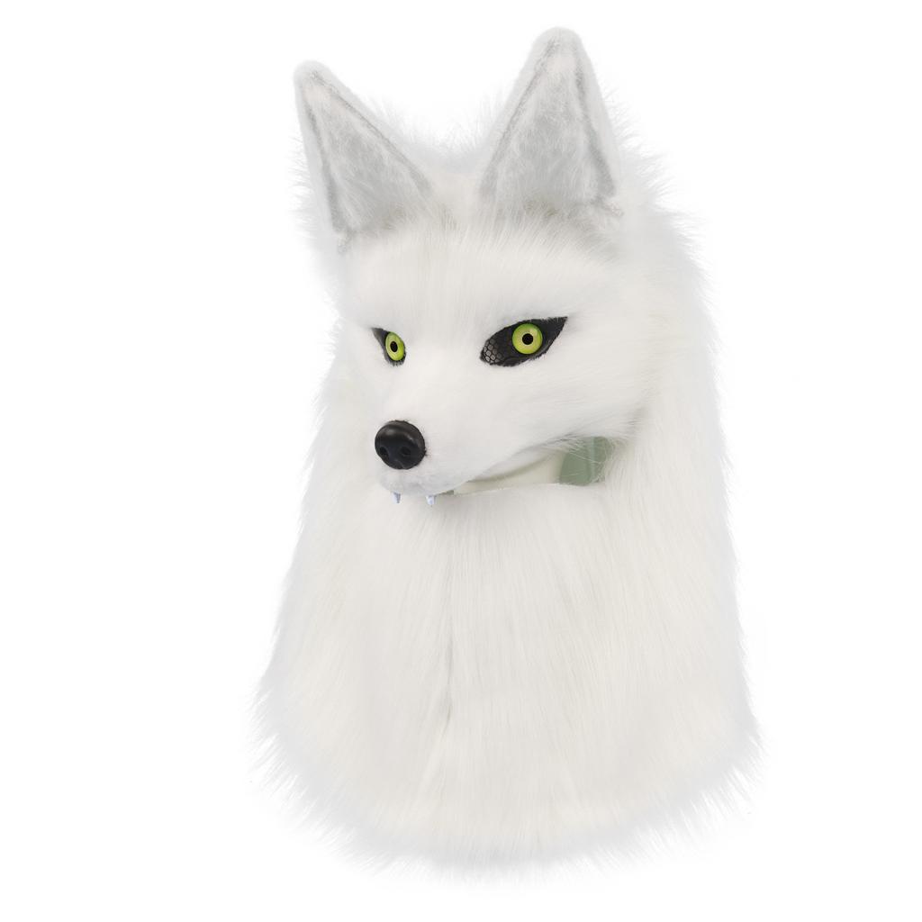 Halloween Party Simulated Plush Canine Wolf Head Half-Face Mask Viking Medieval Costume Headgear Prop