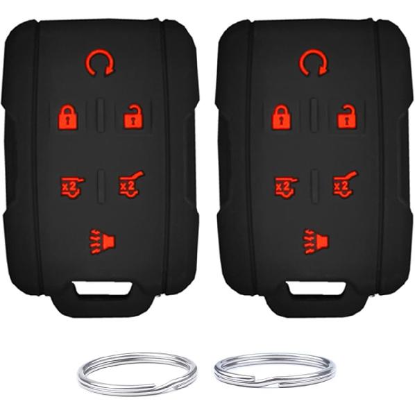 Silicone Keyless Remote Key Fob Cover Case fit for 2017 2016 2015 2014 GMC Yukon Chevrolet Tahoe Suburban. Part Number:M3N-32337100(6 Buttons)