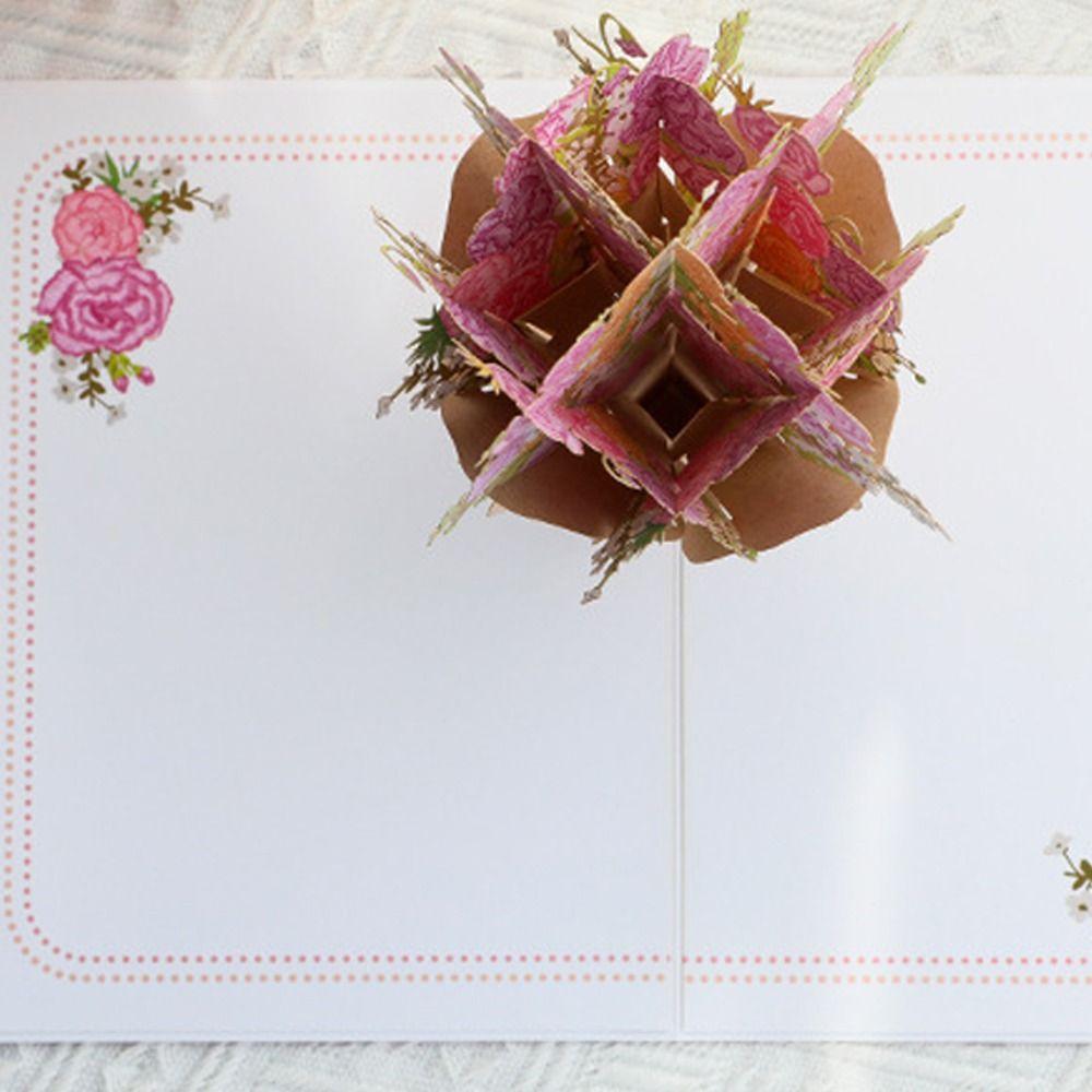 Exquisite 3D Pop Up Greeting Card Paper Happy Birthday Blessing Card Mother's Day