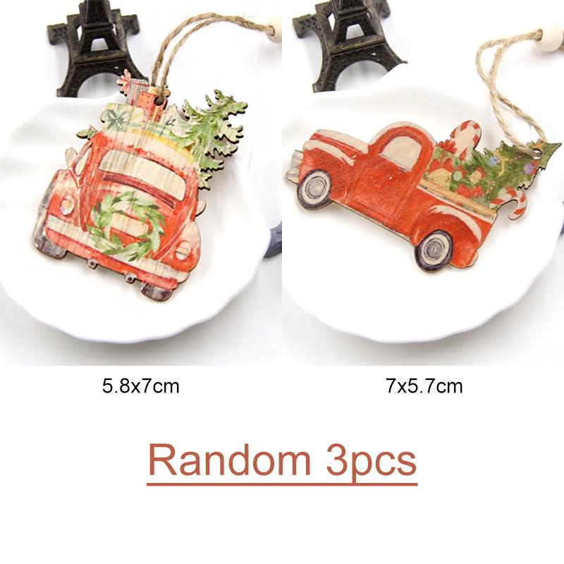 Creative Wooden Christmas Tree Ornaments Set Holiday Party Decorations Kids Gifts