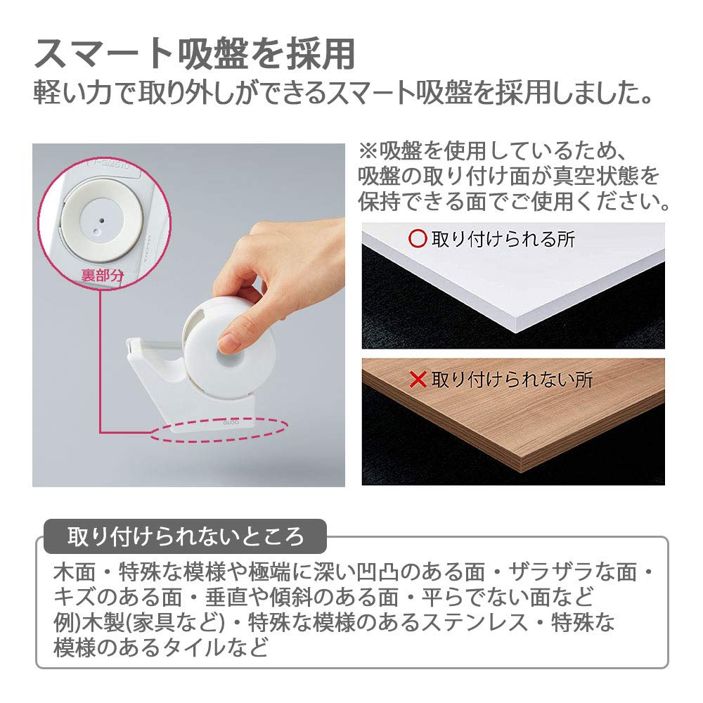 KOKUYO GLOO Tape Suction Cup Small White Cutter, Type, Handy, Roll, T-GM510W
