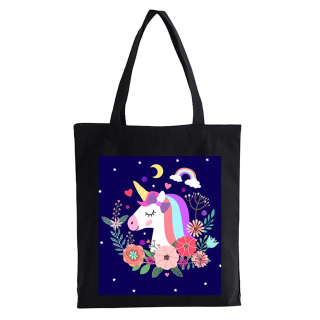 Dabbing Unicorn Panda Anime Shopper Bag Teenage Students Reusable Canvas Bag Handbag Bag Women's Shoulder Tote Bag Bolsas