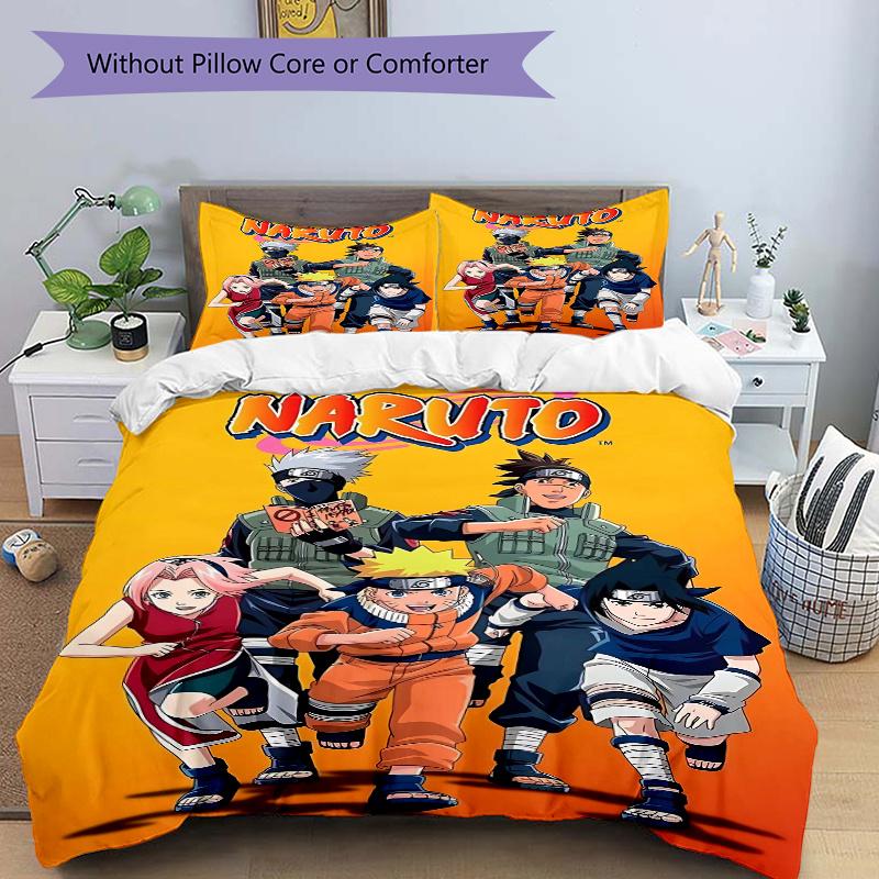 3pcs Naruto Design Quilt Cover Set - Soft and Cozy Bedroom, Guest Room and Dorm Decorative Bedding 3-Piece Set 1 Quilt Cover + 2 Pillow Shams.H06