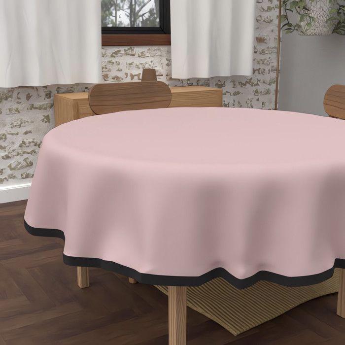 Round Stain-resistant Tablecloth In Washed Microfibre, Diameter 180 Cm, BOHEME Old Pink, by Soleil d'Ocre
