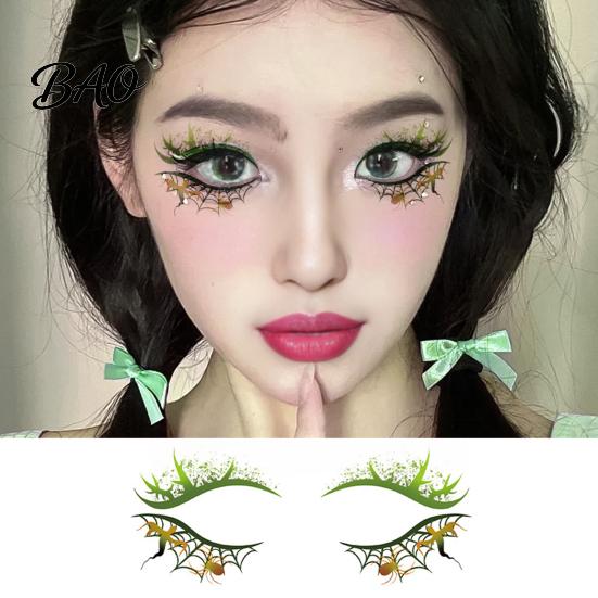 Spider Web Face Art Halloween Temporary Tattoos for Women, Waterproof Pumpkin Spiderweb Music Festival Decals Eye Stickers Masquerade Carnival Cosplay