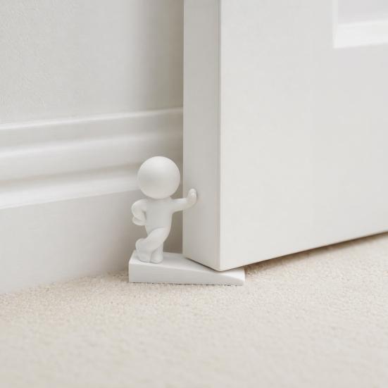 jijijing Burr-free Doorstop, 3D Printed Stable Door Stop, One-Piece Molding Stopper, Kicking Man Design Doorstop Protects Walls Furniture