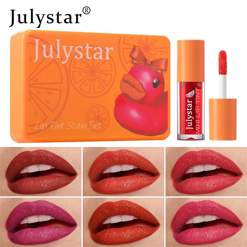 Cartoon Creative Duck 6-piece Set Lip Glaze Velvet Nude Quick Dry Lipstick Water Lasting Waterproof Dye Lip Liquid Sexy Plump Lip Makeup