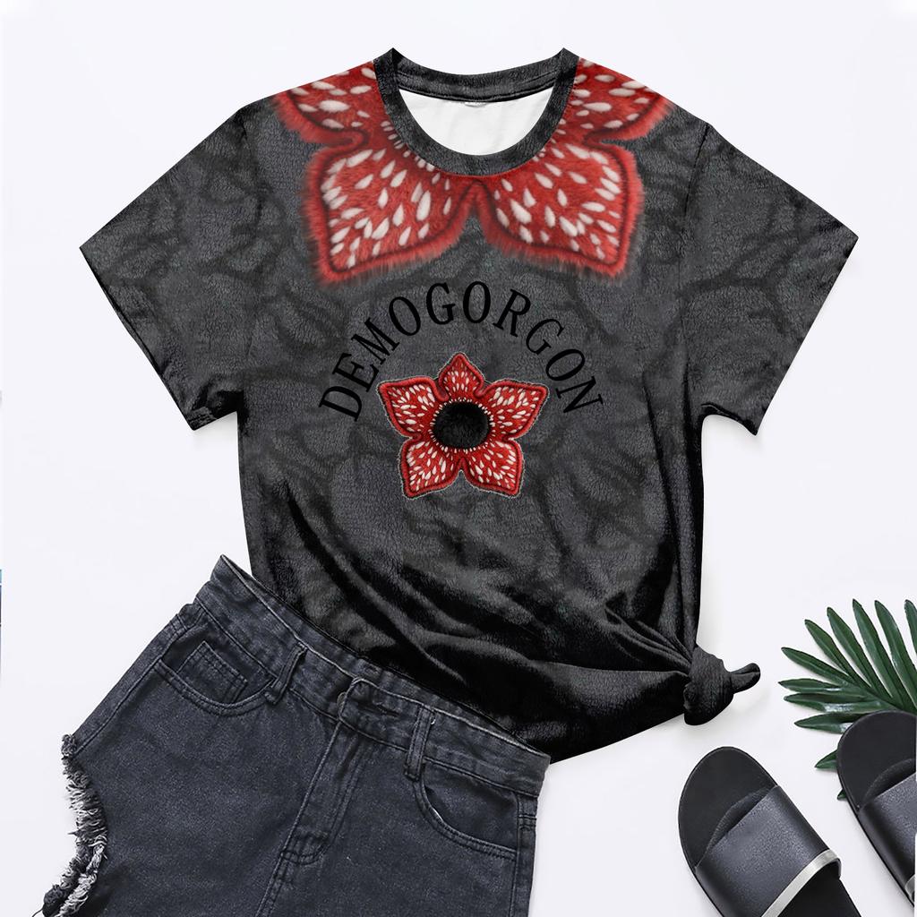 Модные топы с круглым вырезом, рукавами реглан и коротким рукавом, рабочая одежда с принтом, женские летние топы