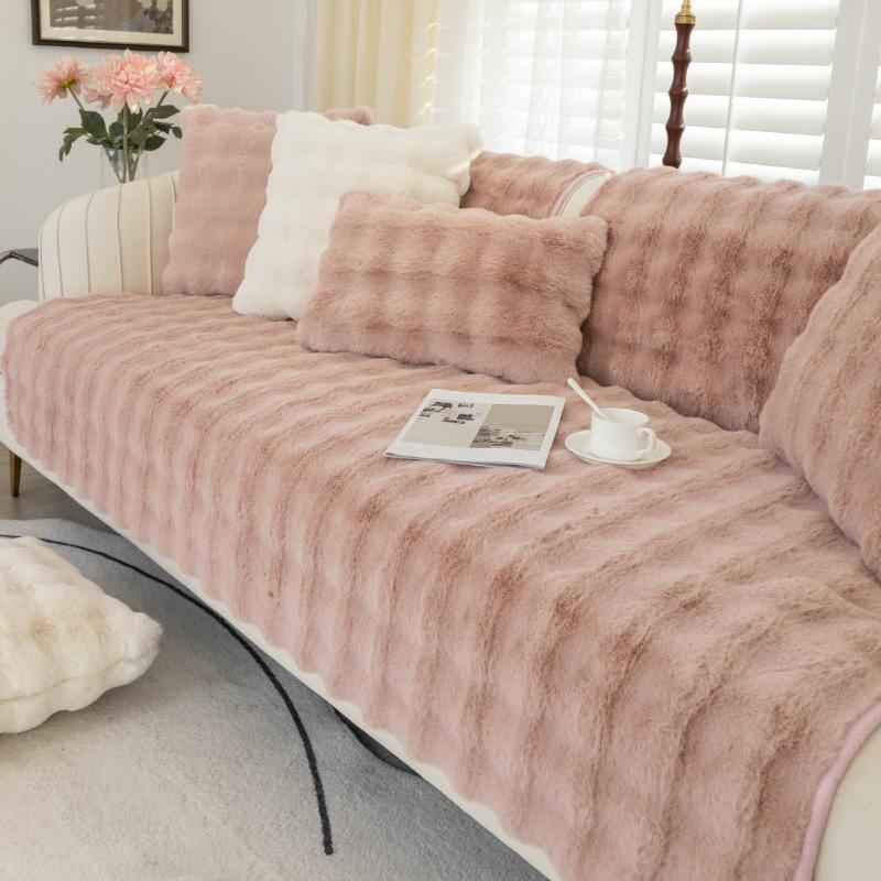 Чехлы для диванов с плюшевой подкладкой «Кролик», зимнее теплое универсальное полотенце для дивана, нескользящий коврик для дивана, толстый чехол для дивана, полотенце, чехол для гостиной