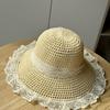 Шляпа из соломы с кружевом и ленточками, женская, весна-лето, дорожная, солнцезащитная, пляжная, пляжная, солнцезащитная шляпа, козырек от солнца