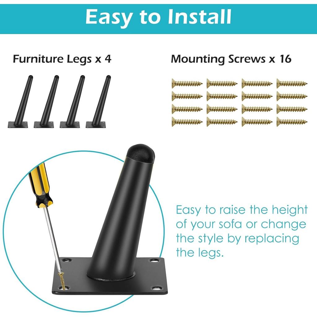 Комплект из 4 ножек для мебели, 20 см конические наклонные / вертикальные ножки для мебели, сменные ножки для шкафа, ножки для дивана