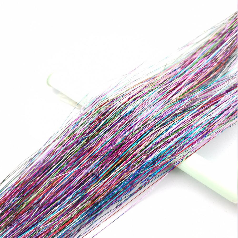 93/120cm Sparkle Synthetics Hair Extensions Tinsel Rainbow Colored Strands Girls Headwear Hairbinge Hair Laser False Decor