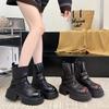 Европейская кожа платформа на липучке маффин ботинки Мартина универсальные ботинки Челси платформа маленькая 6 см женская обувь