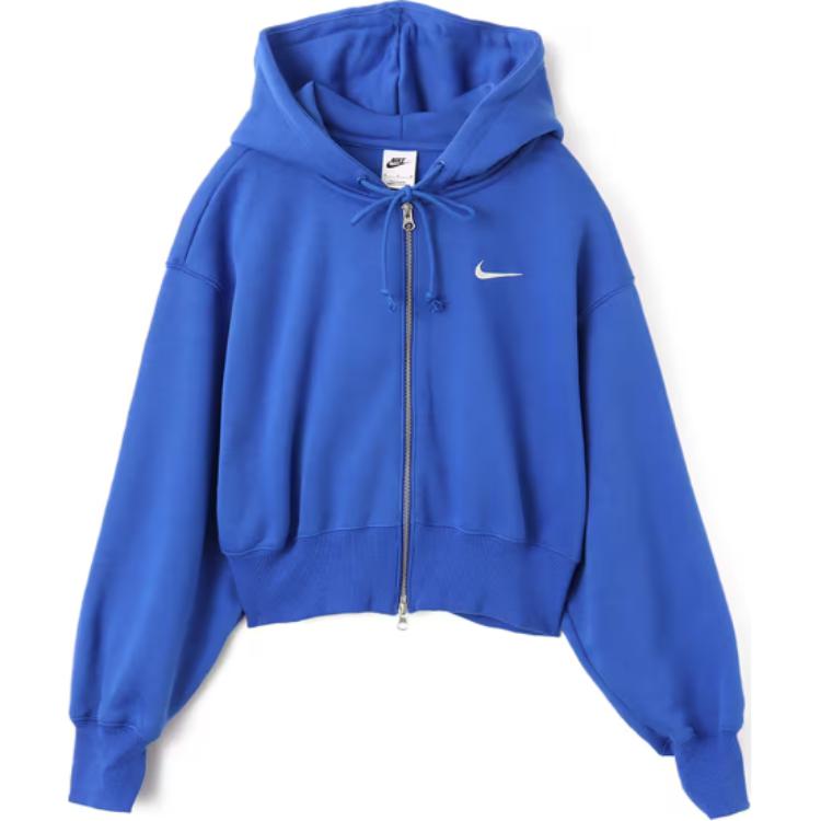 Nike Swoosh NSW PHNX Series FLC LSE Crop FZ Game Hooded Comfortable Fashion Universal Jacket Women jackets Blue HJ0941-480