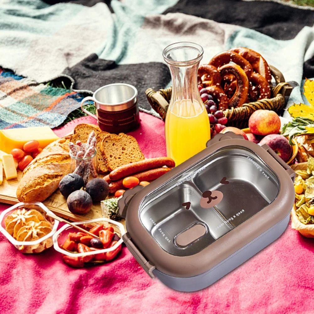 Ланч-бокс с микроволновой изоляцией, съемный ланч-бокс с 2 отделениями, контейнер для хранения еды, школа