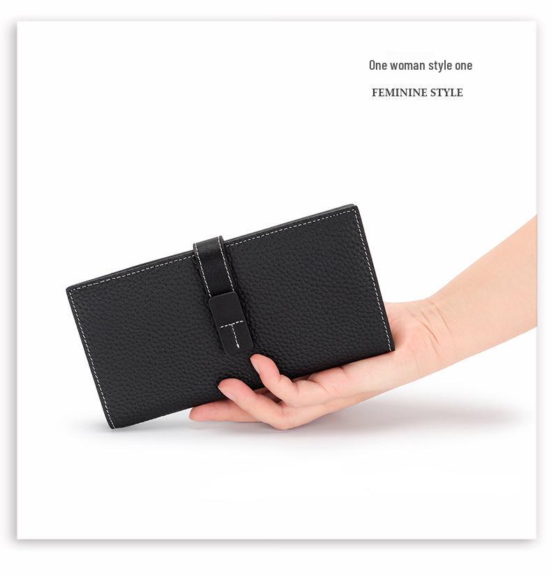 Трендовый женский длинный кошелек из натуральной кожи с цветными блоками, 2025