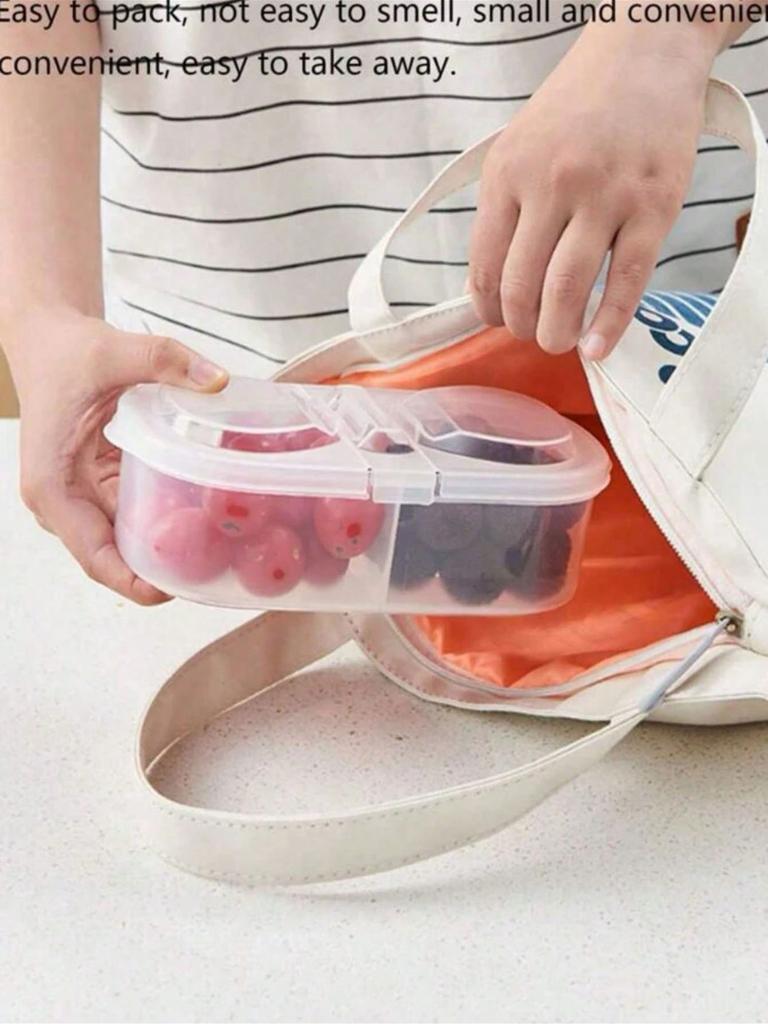 Контейнер для хранения продуктов с двойной секцией, Минималистичный прозрачный контейнер для кухни, Кухня, Летняя пляжная вечеринка, Еда, Кемпинг, Органайзер, Декор комнаты, Кухонные принадлежности.