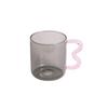 Colored Glass Cup with Wave Handle Coffee Breakfast Cup  Large Capacity Milk Cup Microwaveable  Cross-border
